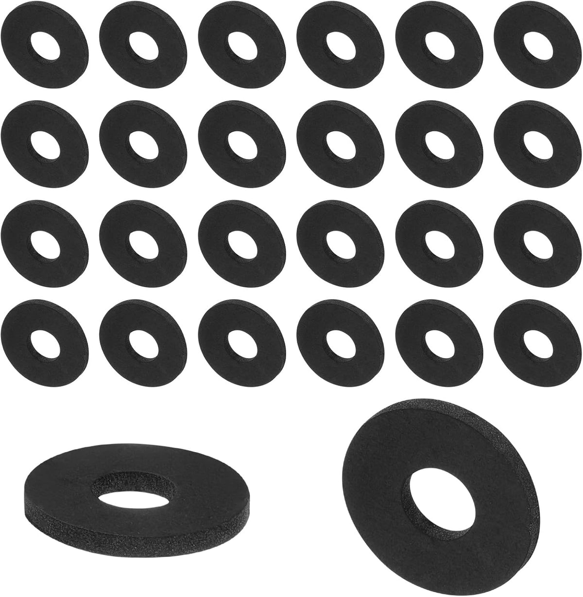 30pcs Rubber Spacers 14mm OD, 5.3mm ID, 1.5mm Height Round Anti Vibration Spacer Rubber Bushing Grommets Thick Rubber Washers for Home Car Accessories, Balck