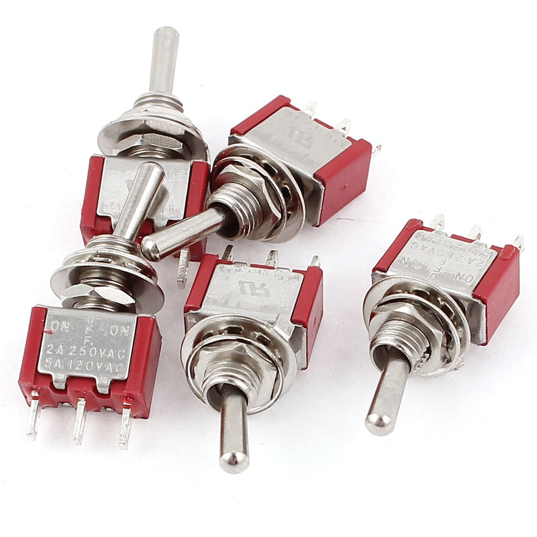 Car Truck ATV On-Off-On 3 Pins Toggle Switch AC 250V/2A 125V/5A 5Pcs