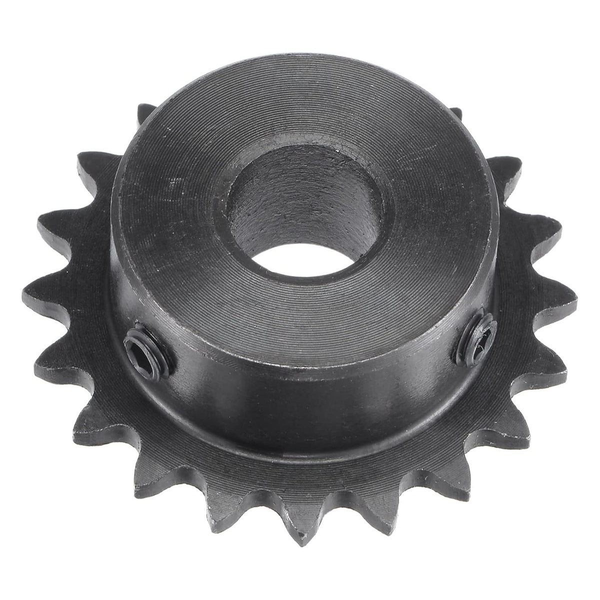 20 Tooth Roller Sprocket B Type, #25 Chain, Single Strand 1/4" Pitch, 12mm Bore Black Oxide C45 Carbon Steel with Set Screws for ISO 04C