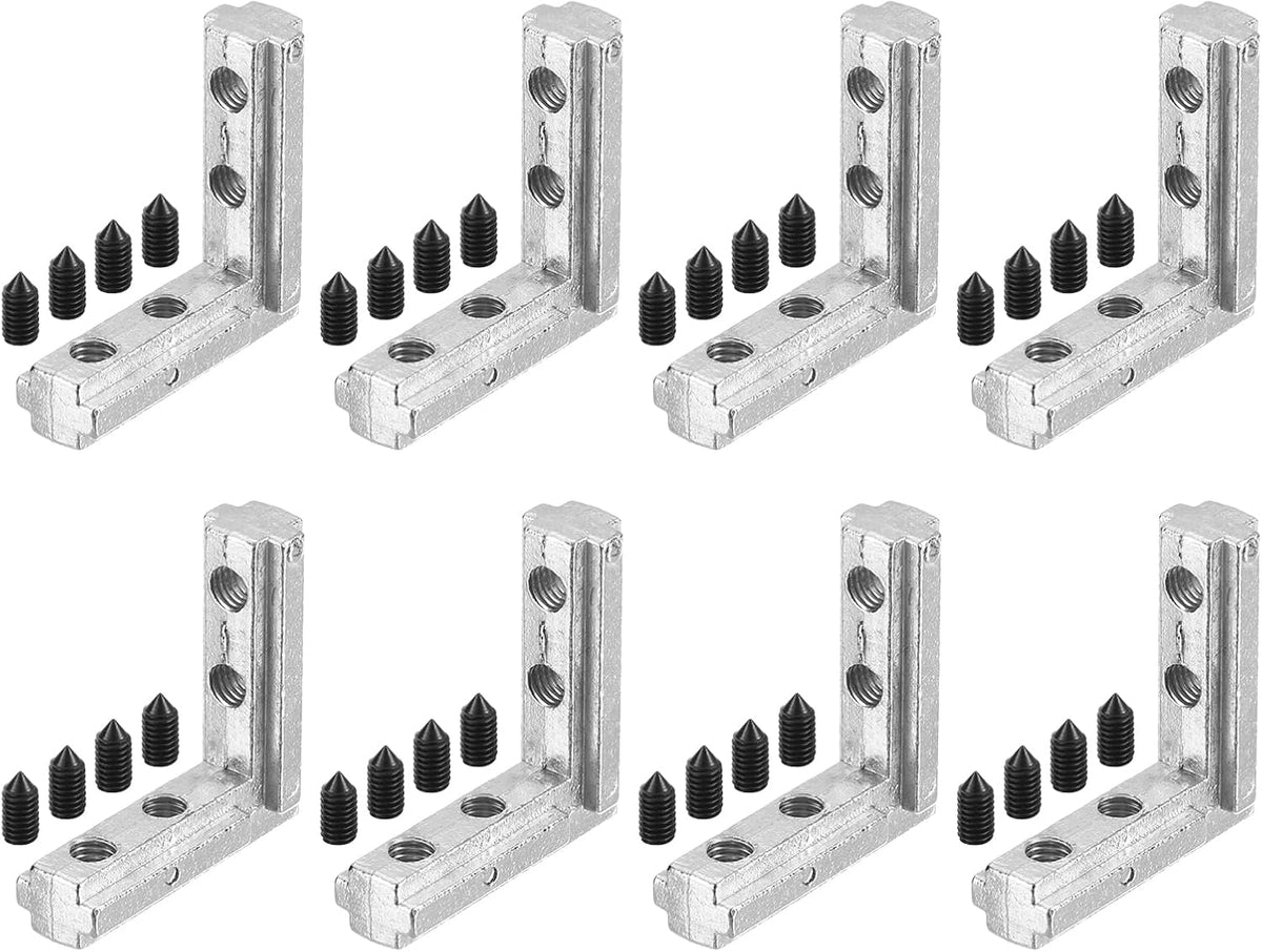 L-Shape Interior Joint Bracket, 8Set Inside Corner Connectors with M6 Screws for 4040 Series Aluminum Extrusion Profile (Silver)