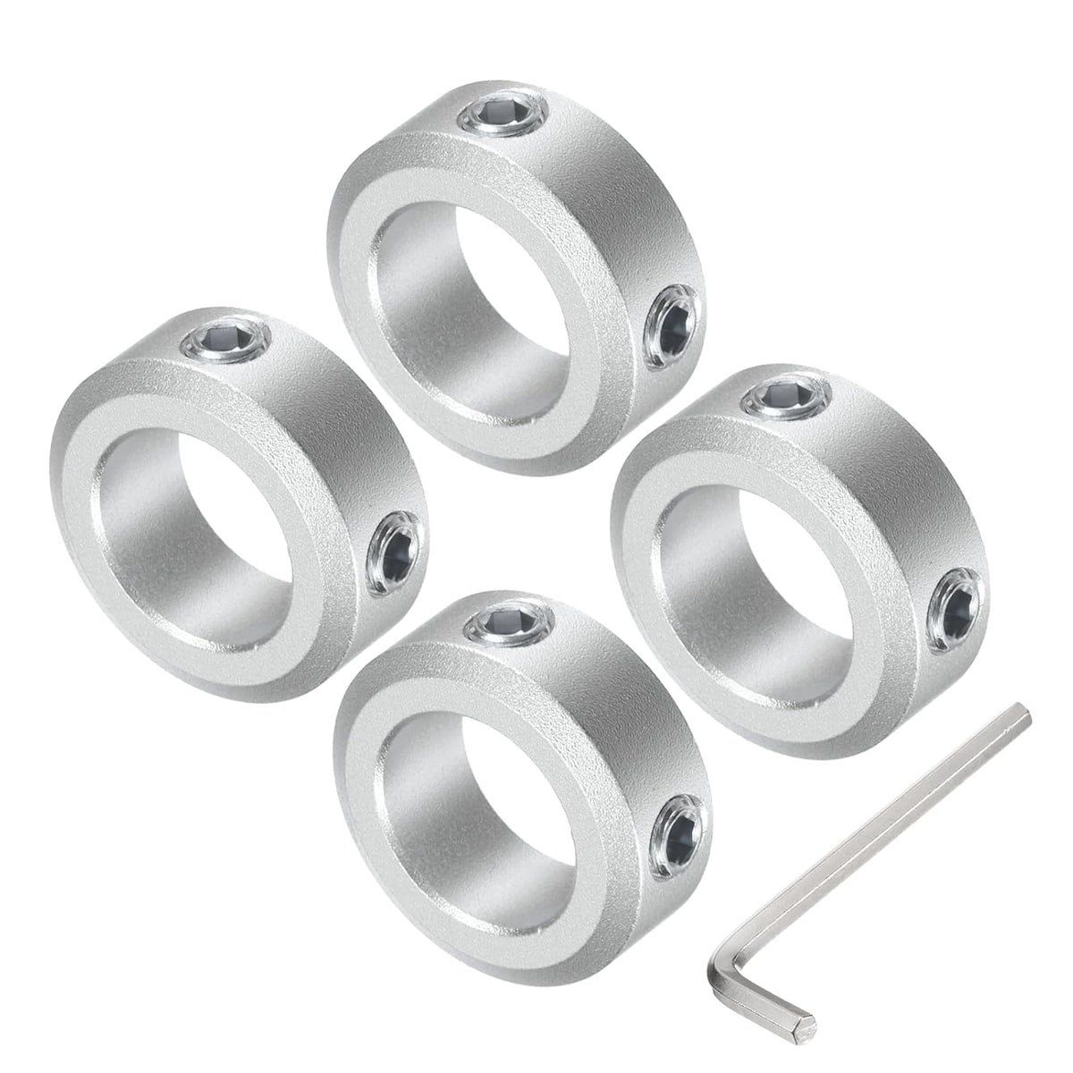 Set Screw Shaft Collar for 16mm Shaft, 4pcs Clamping Collars 26mm OD, 10mm Thickness, Aluminum Alloy Clamp-On Collar with M6 Set Screws and a Wrench