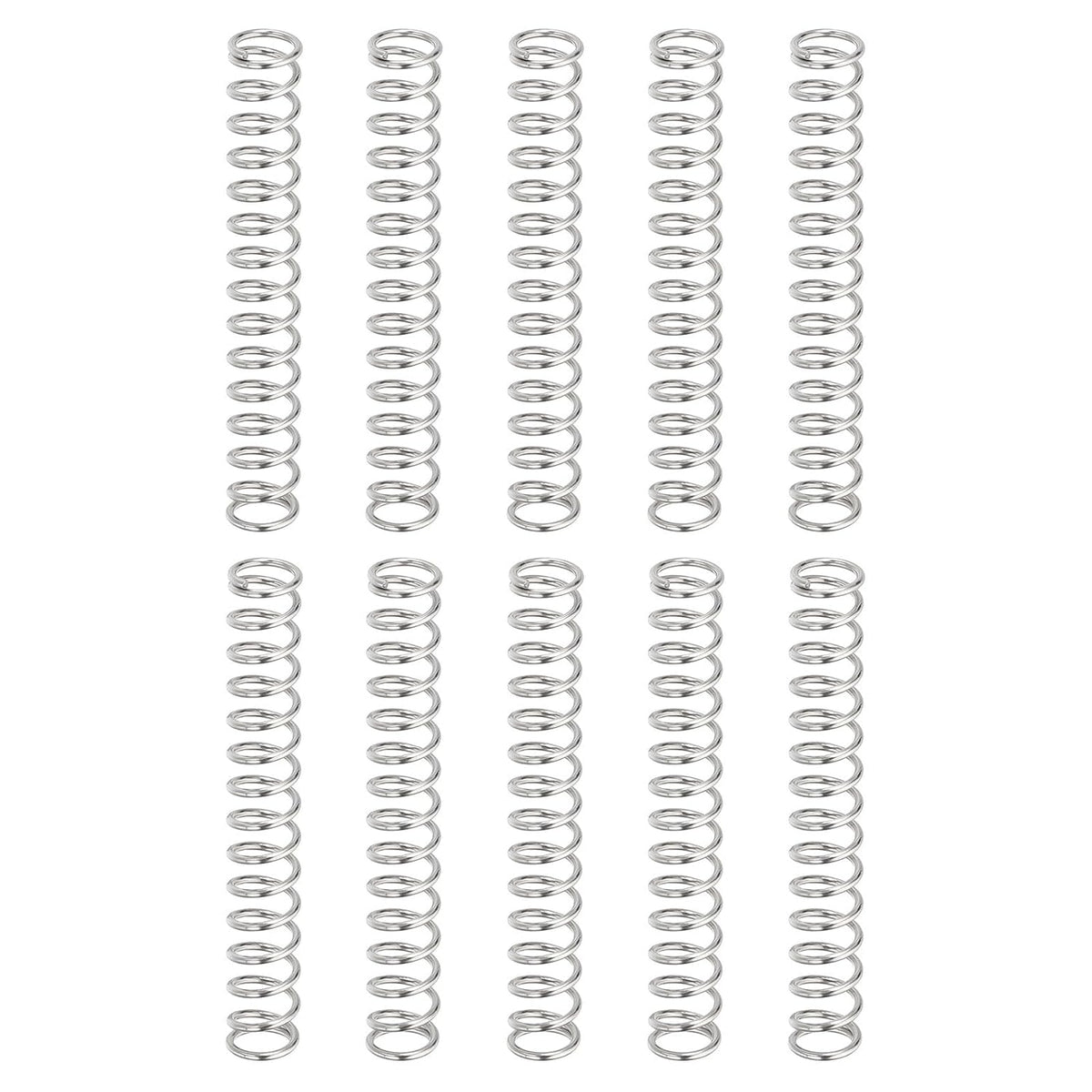 10Pcs Compression Springs, 0.6mm Wire Diameter x 5mm OD x 35mm Length 304 Stainless Steel Extension Spring Ballpoint Pen Pressure Springs for Shop Home Repairs, Silver