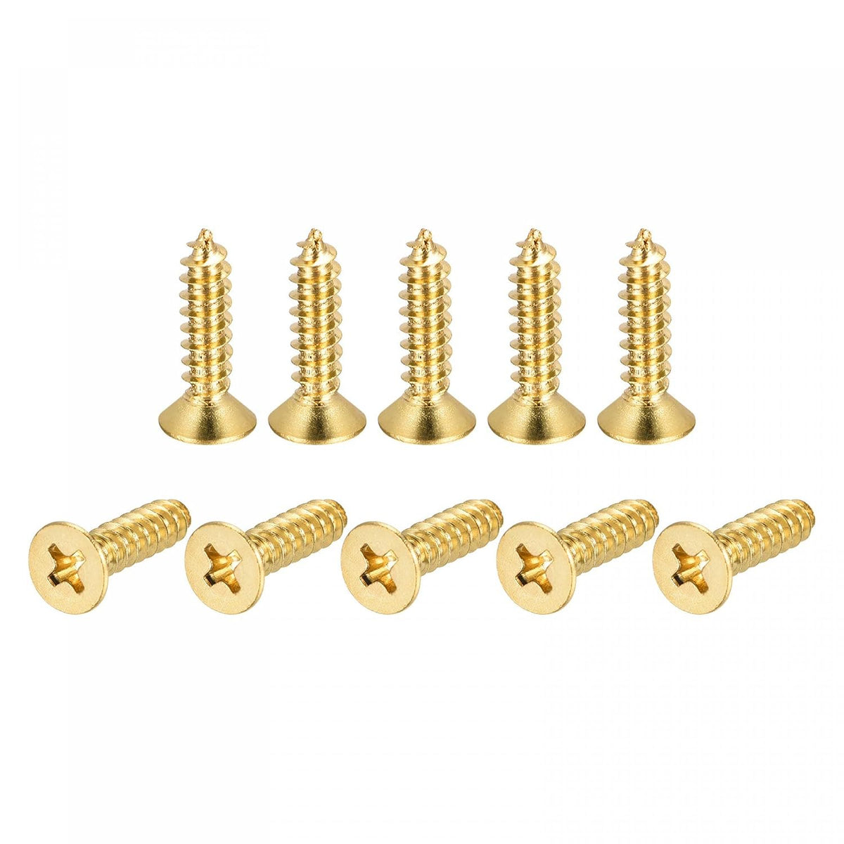 Brass Wood Screws, M5x20mm Phillips Flat Head Self Tapping Connector for Door Hinges, Wooden Furniture, Home Appliances 48Pcs