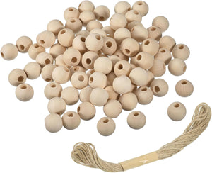 160Pcs Wooden Beads, 20mm/0.8inch Natural Color Ball Spacer Bead Unfinished Round Loose Beads for Crafts Jewelry Making Party Decoration (8mm Hole)