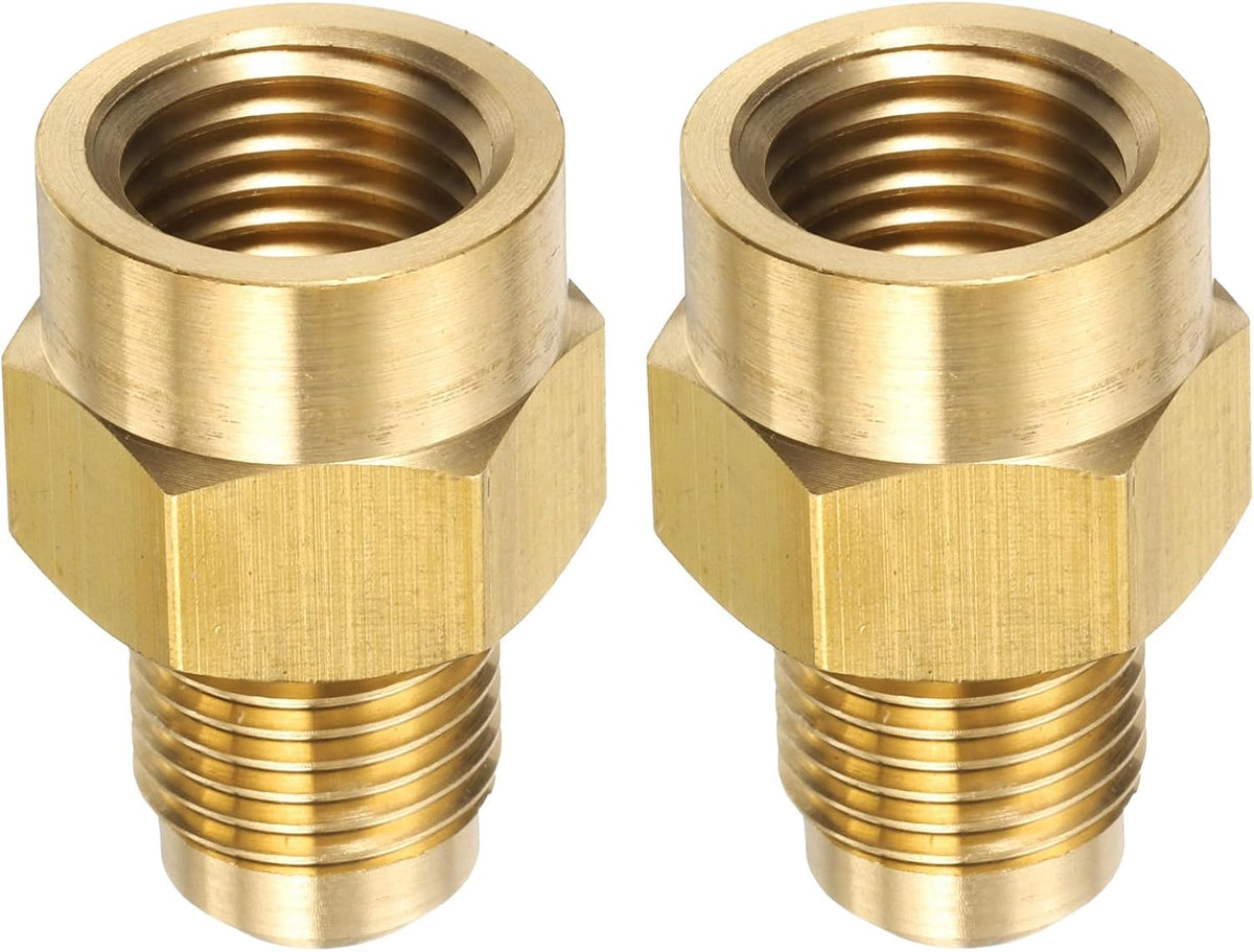 2pcs Brass Flare Tube Fitting 1/2-20 UNF X 1/4 NPT Female Half Union Gas Adapter Flare Brass Couples Pipe Connector for Gas Systems