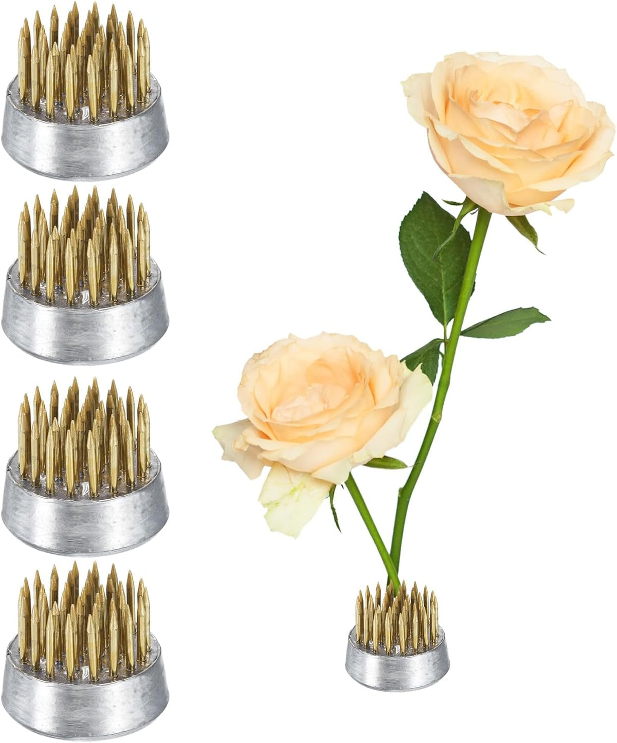 4pcs Flower Frog, Brass Floral Frogs, Flower Arranger Fixed Tool Pin Frog for Flower Arrangement Vase, Fixation and Decoration (Gold, 0.9inch)