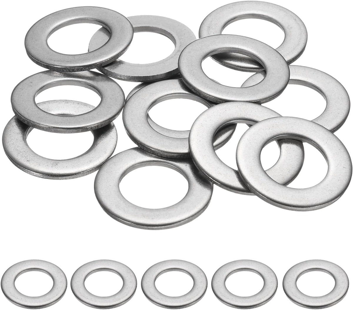 M20 Flat Washer for Screw, 12Pcs 304 Stainless Steel Washers 20MM ID x 37MM OD x 3MM Thick for Bolts, Factories Repair, Kitchens, Shops, and Outdoor Construction (Silver Tone)