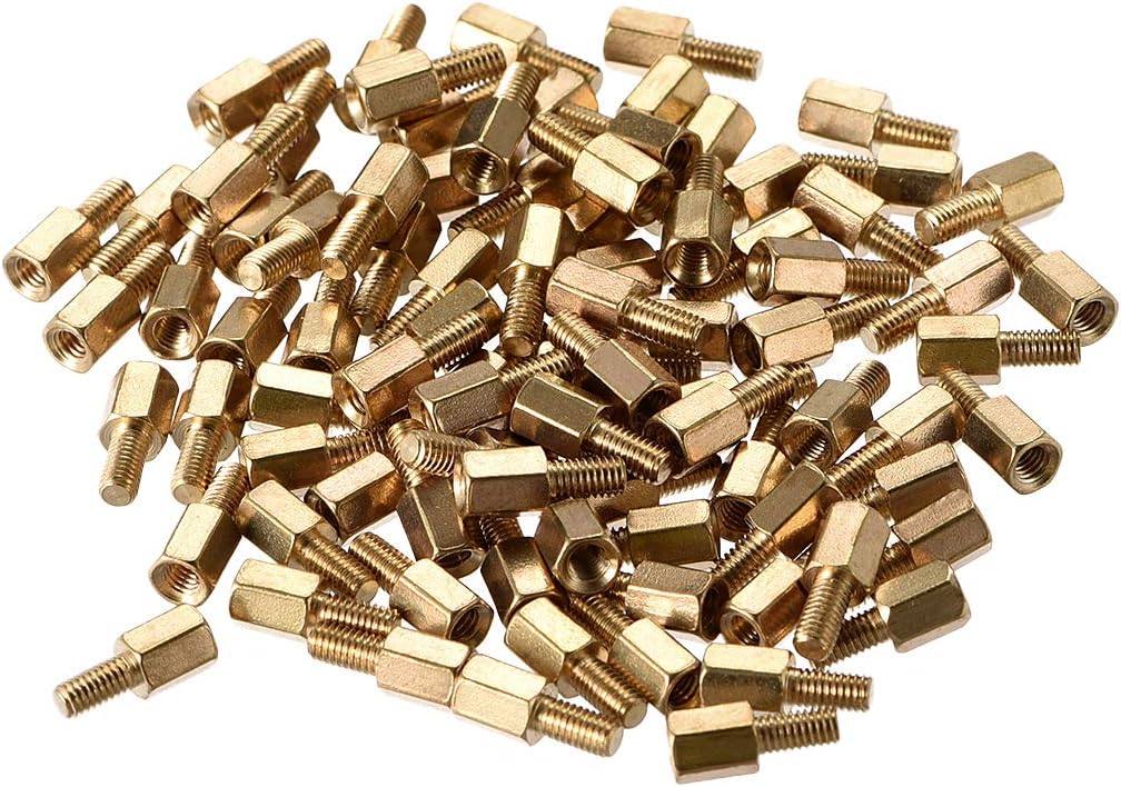 M3 6+6mm F/M Brass Hex Standoff Spacer Screws PCB Pillar 88 Pcs