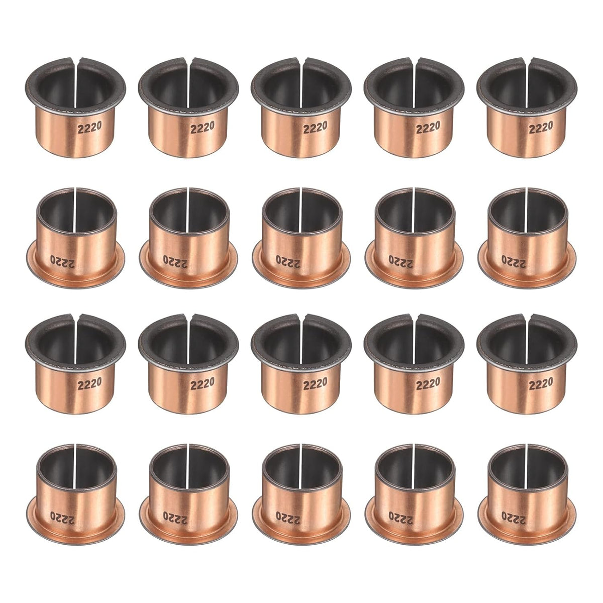 20Pcs Flanged Sleeve Bearings, 22mm Bore x 25mm OD x 20mm Length x 32mm, Sintered Bronze Wrapped Oilless Bushings