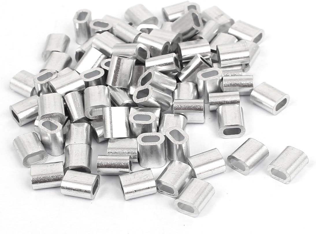 2mm Aluminum Double Hole Wire Rope Clamp Clip Sleeve 80 Pcs