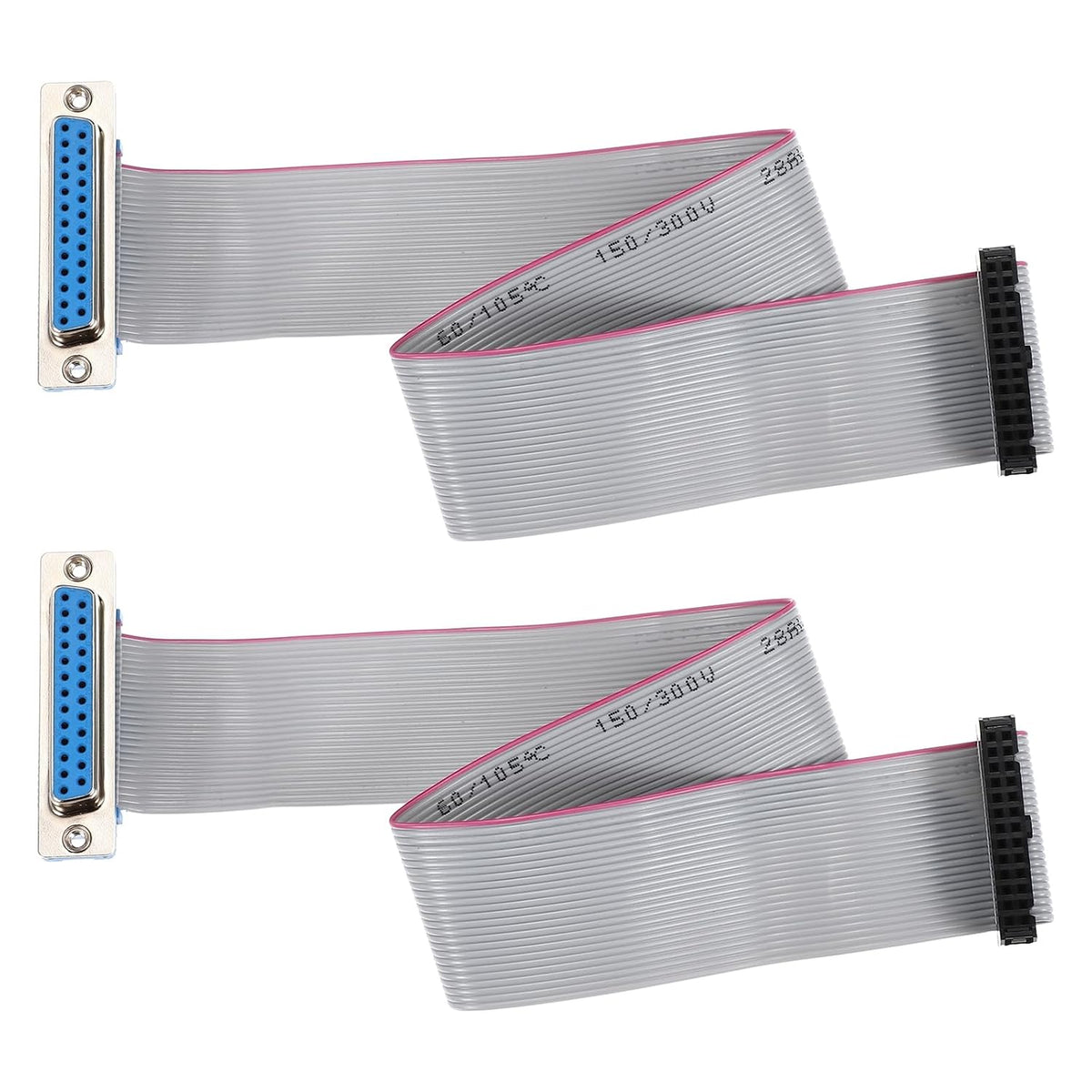 IDC Wire Flat Ribbon Cable DB25 Female to FC-26 Female Connector 2.54mm Pitch 30cm Length 2pcs