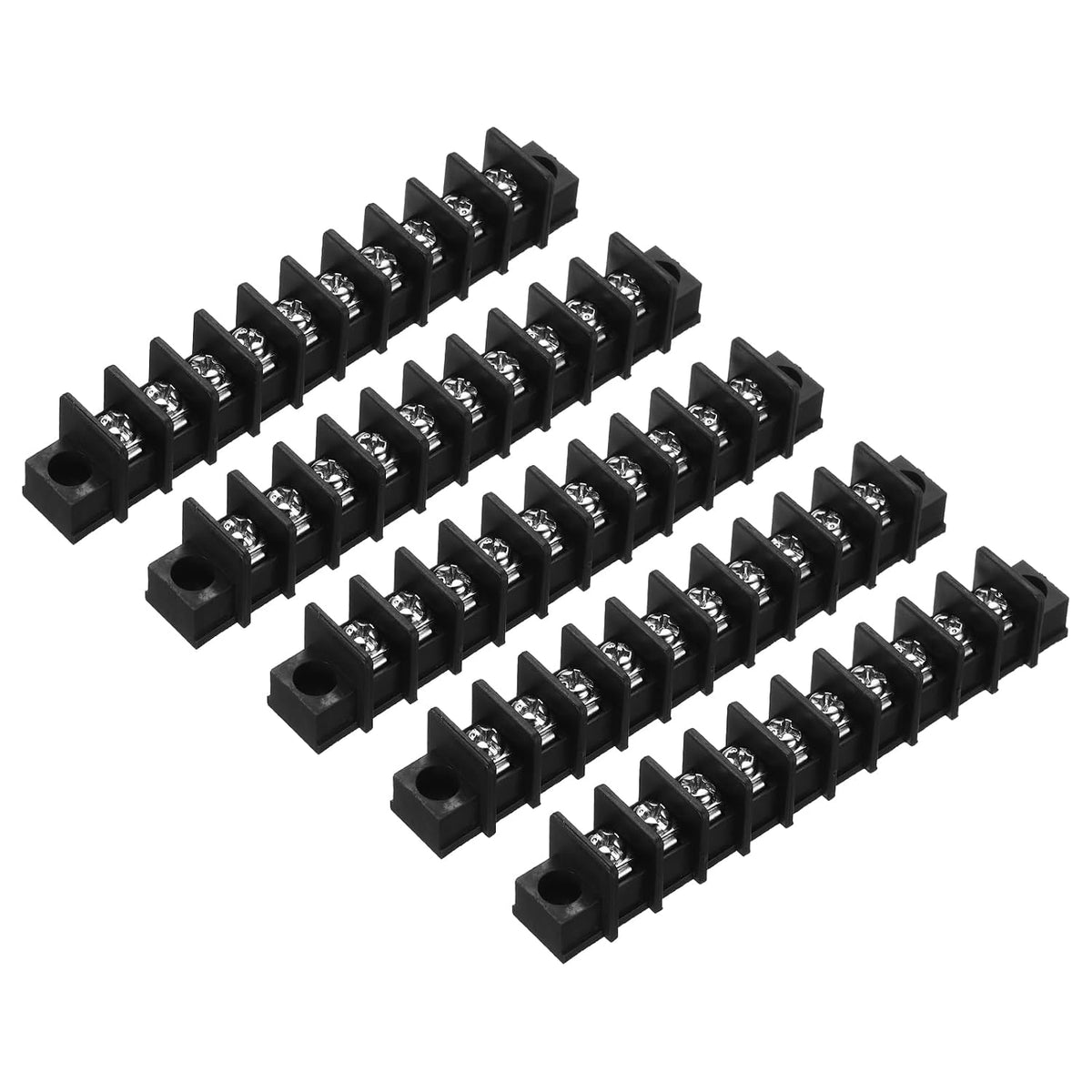 5 Pcs 10 Positions Terminal Block 300V 20A 9.5mm Pitch Single Rows 10 Circuits DIN Row Screw Terminals Strip