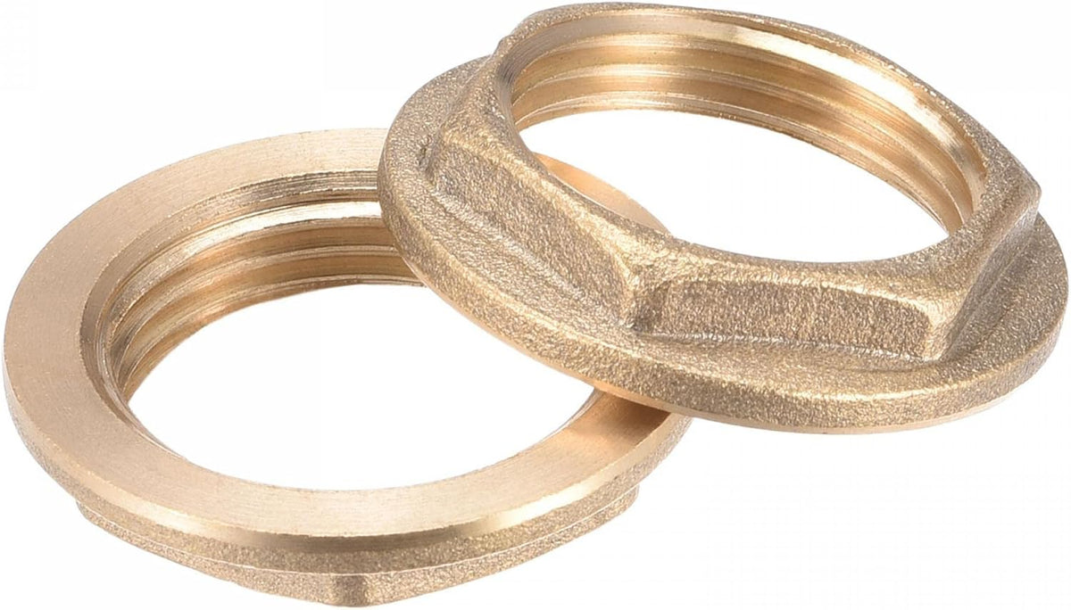 G3/4 Lock Nut with Flange, Hex Brass Female Locknut for Plumbing 2pcs
