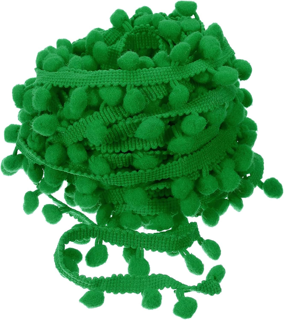 20 Yards Pom Pom Ball Fringe Trim, Ribbon Sewing Accessory DIY Crafts for Home Curtain Clothes Pillow Decoration (8mm, Dark Green)