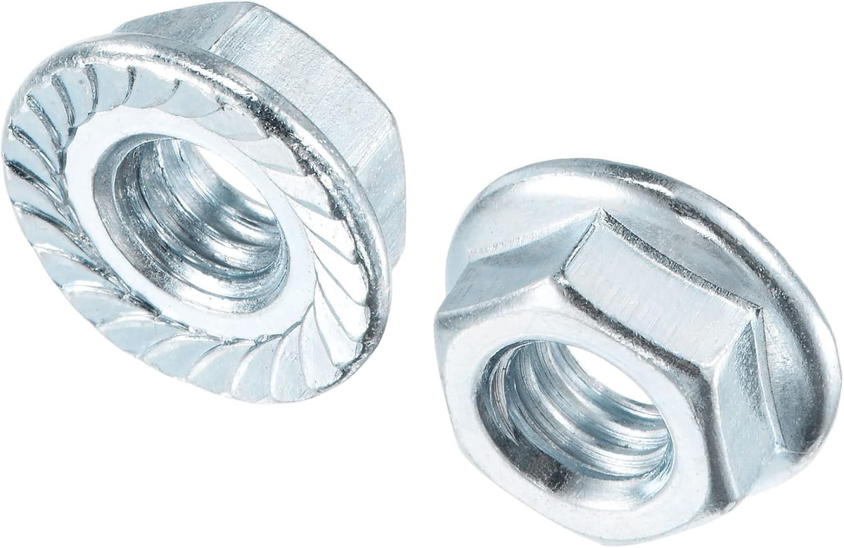 5/16"-18 Serrated Flange Hex Lock Nuts, Carbon Steel Zinc Plated 25pcs