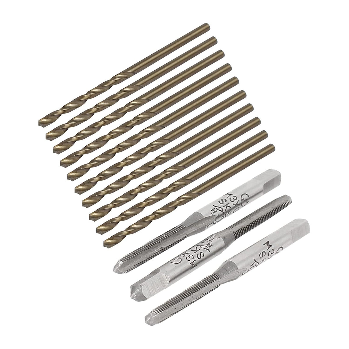 M3 x 0.5 Hand Taps and 2.5mm Drill Bit Set,Metric SKS2 Straight 3 Flutes Bottoming Taper Split Point Cobalt Metric Twist Drilling Tool 13 Pcs
