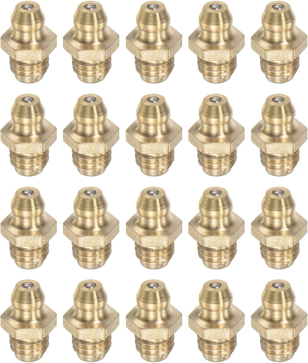 Brass Straight Grease Fitting M8 x 1.25mm Thread Hydraulic Grease Fitting Accessories, 20Pcs