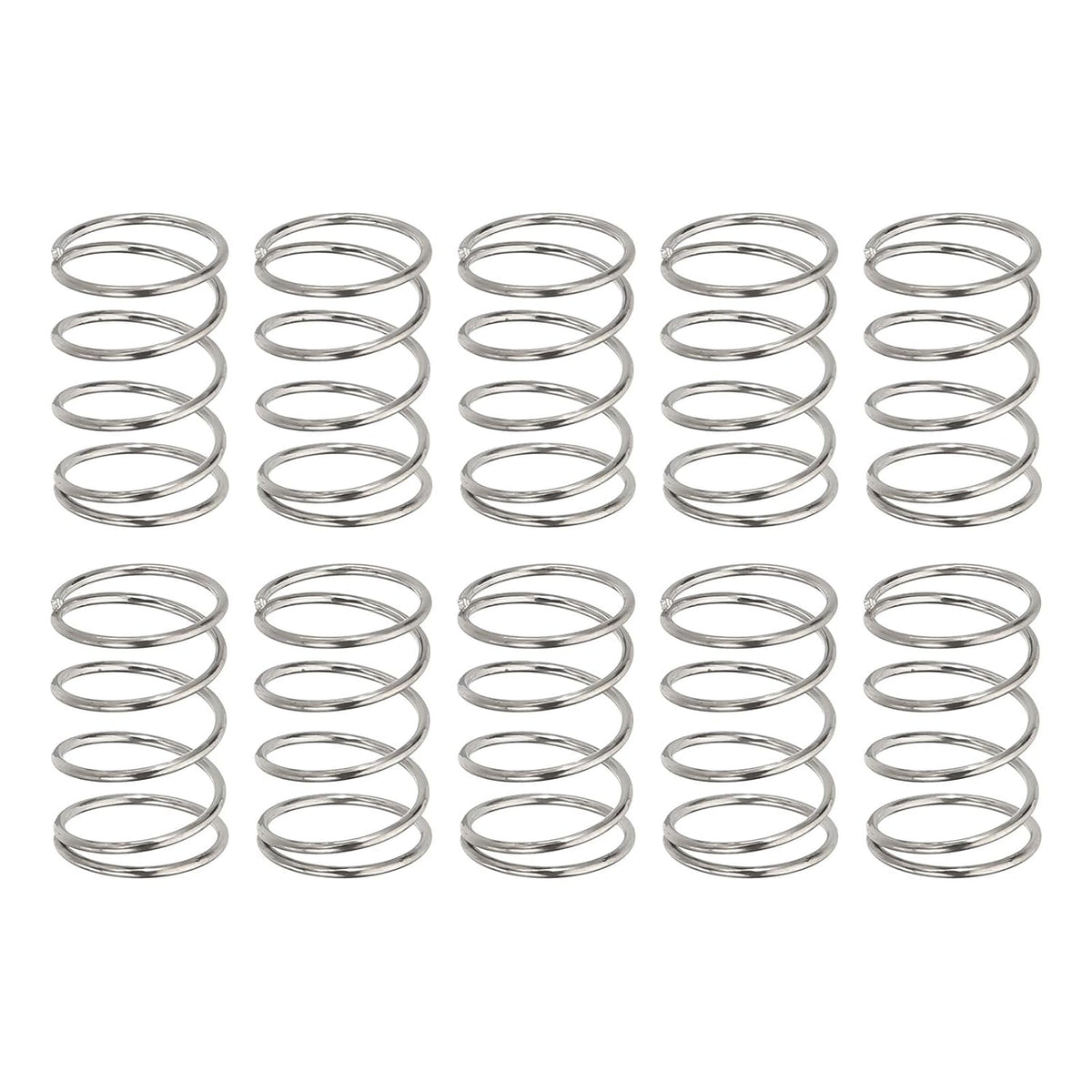 10Pcs Compression Springs, 0.5mm Wire Diameter x 7mm OD x 10mm Length 304 Stainless Steel Extension Spring Ballpoint Pen Pressure Springs for Shop Home Repairs, Silver
