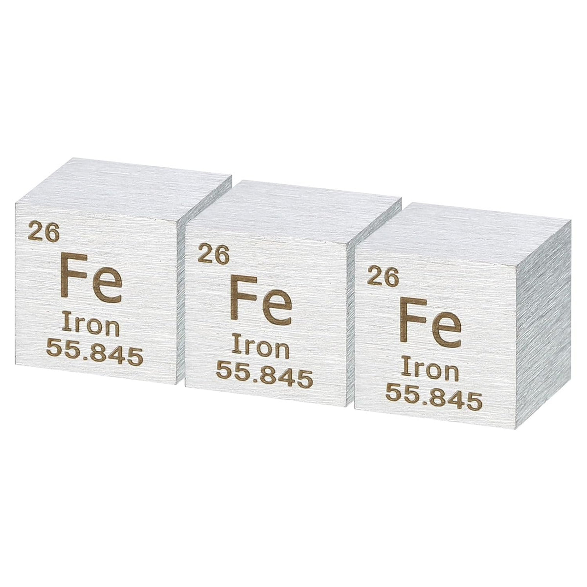 3 Pcs Iron Cube, 0.39 Inch High Density Metal Element Cube Metal Density Cube for Chemical Elements Collection Science Education Experiment Application, Silver