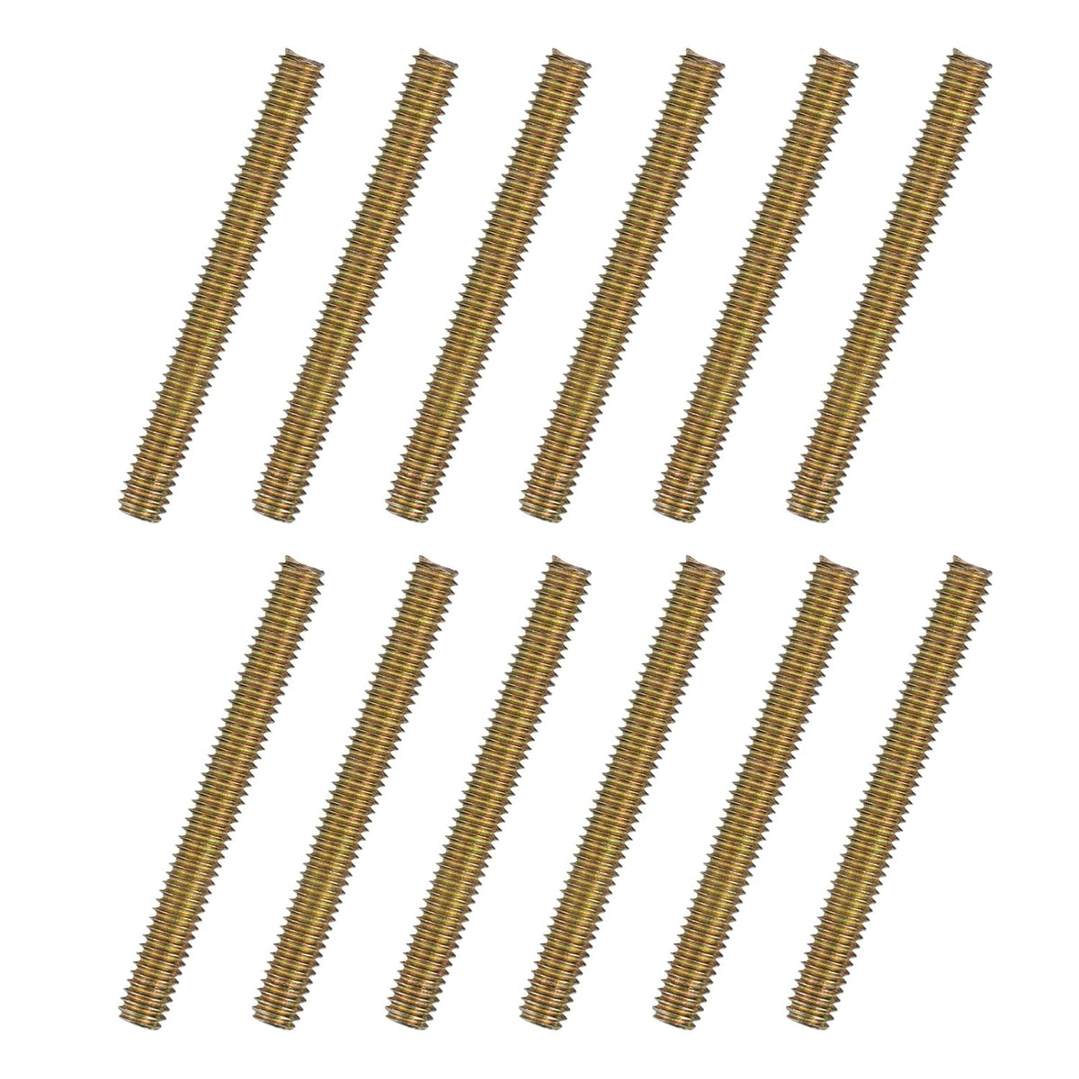 12pcs Fully Threaded Rods 5/16x2-3/4 All Thread Studs Long Threaded Screw Carbon Steel for Furniture Garden Railing Mounting Assembly Fastening Frame Connection Colorful Zinc