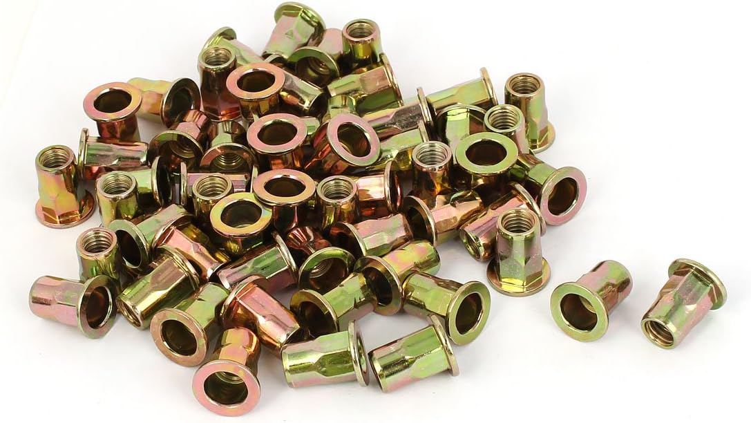 M8 x 19mm Flat Head Half Hex Body Insert Blind Rivet Nut Fastener 50pcs