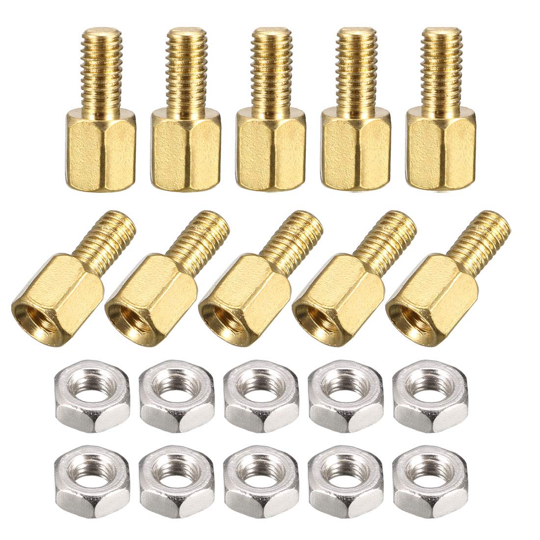M3x5mm+6mm Male-Female Brass Hex PCB Motherboard Spacer Standoff Nuts for FPV Drone Quadcopter, Computer & Circuit Board 50pcs