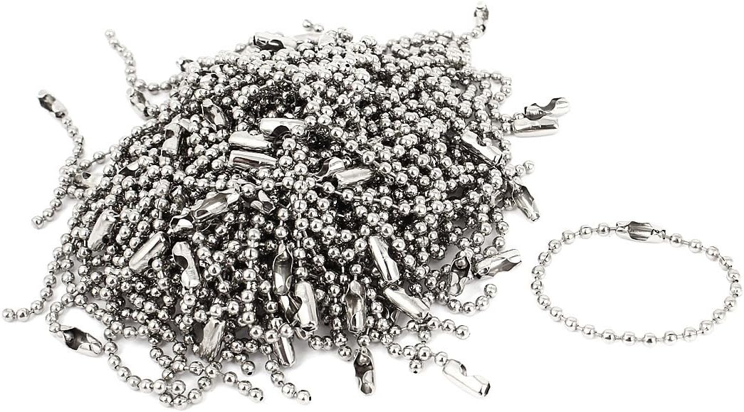 Stainless Steel 10cm Length 2.4mm Beaded Ball Chain 100Pcs Silver Tone