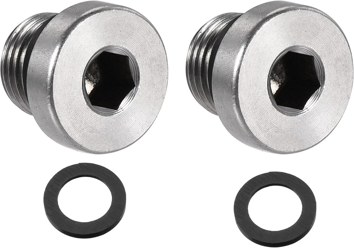 Stainless Steel Inner Hex Head M10 Pipe Fitting Plug with Seal Ring for Terminate Pipe Ends 2Pcs