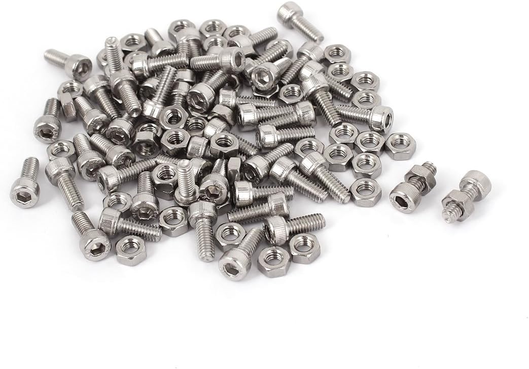 M4x10mm Hex Socket Head Knurled Cap Screws Bolts Nuts Set 50Pcs