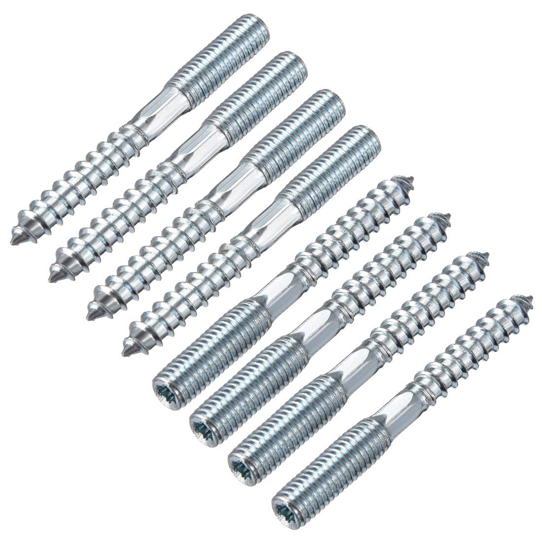 M8 Hanger Bolts Length 2-3/4"(70mm) Double Headed Bolts Self-Tapping Screw 8mm Wood Joint Furniture Legs 8pcs