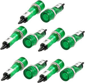 10 Pcs DC 12V Recessed Green Pilot Light Signal Indicator Lamp