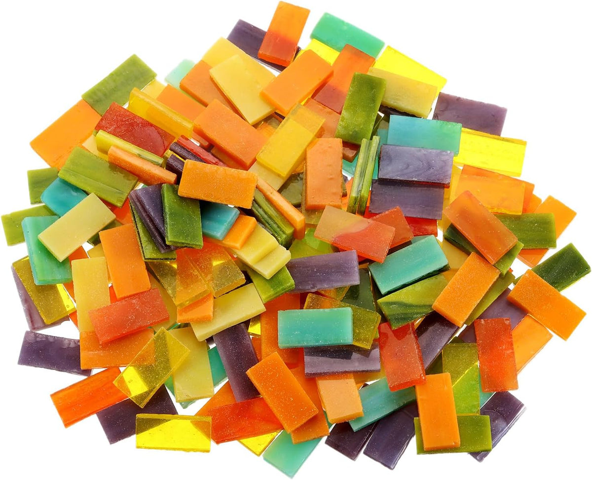 500g/1.1lb Mixed Color Rectangular Mica Mosaic Tiles, 340 Pcs Glitter Crystal Mica Mosaic Tiles Stained Mica Piece for DIY Art Crafts, Mixed Color