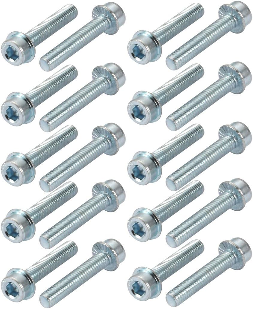 20Pcs M8x40mm Carbon Steel 8.8 Grade Hex Socket Serrated Flange Socket Cap Head Bolt