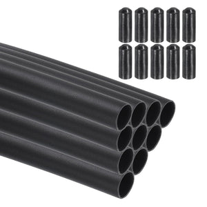 10Pcs 3.28 ft 4:1 Ratio Heat Shrink Tubing, 0.31" ID Wire Heat Shrink Tube with End Cap, Waterproof Tubing Adhesive Shrinkable Wire Wrap Tube for Cable Sealing, Black
