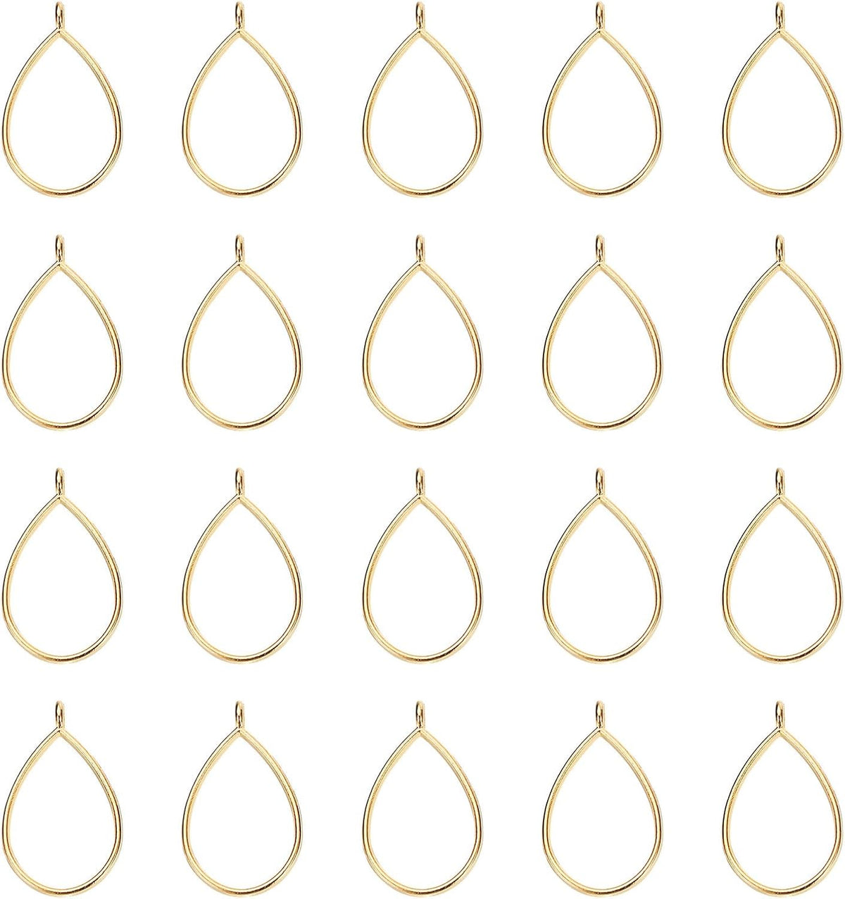 LinkMejor 60Pcs Alloy Open Bezel Pendants, Teardrop Hollow Frame Pendant Geometric Open Back Frame Pendant for Resin Jewelry Making Earrings Necklace Bracelet DIY, Red Gold