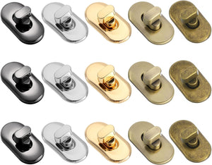 15pcs Turn Lock Clasp, Alloy Purse Closures Oval Twist Lock Fasteners Bag Hardware Accessories for Leather DIY Handbag Wallet Craft, Multicolor