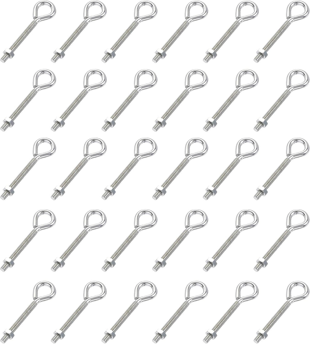 M4x40mm Eye Hooks Screws Bolts Kit, 30pcs Carbon Steel Hanger Eyelet Hooks Screw with Hex Nuts for Metal Hook, Wood Terminal Ring Hooks