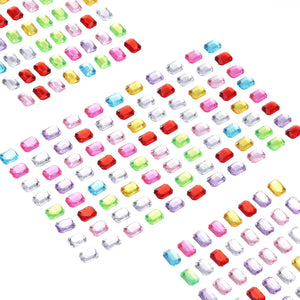 440 Pcs Gems Stickers for Crafts, 5 Sheet Self-Adhesive Gems Bling Rectangle Rhinestone Stickers, Crystal Crafts Jewelry Stickers for Party Table Decorations, Multicolor