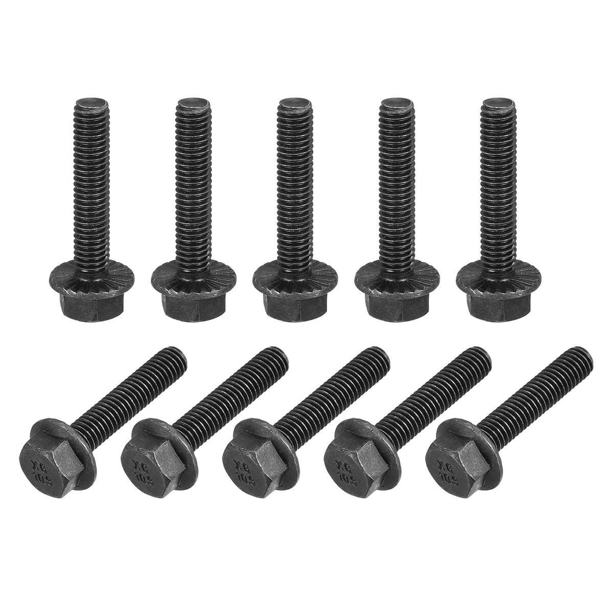 M6-1x30mm Hex Serrated Flange Bolts 10.9 Grade Carbon Steel Screws 15pcs