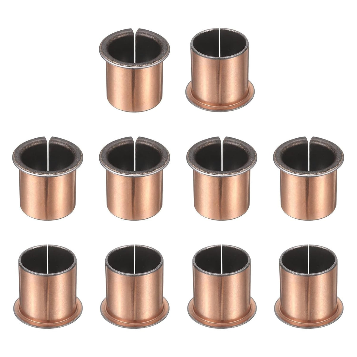 10Pcs Flanged Sleeve Bearings, 25mm Bore x 28mm OD x 30mm Length x 35mm, Sintered Bronze Wrapped Oilless Bushings