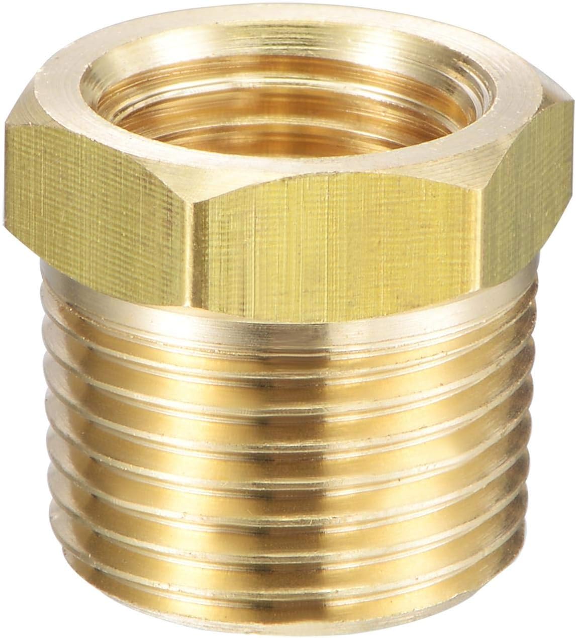 Brass Pipe Fitting Reducer Adapter 3/8" BSPT Male x 1/4" NPT Female for Water Oil Air Pressure Gauge Engine Temp Sensor, Pack of 1