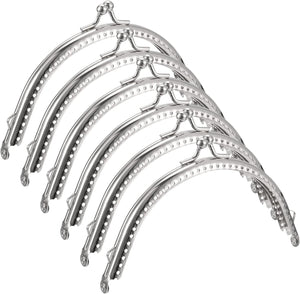 Metal Purse Frames - 4.92" 6Pcs Kiss Lock Clasp Frame Arch Embossed Clutch Frame Handles for Coin Purse Sewing Bag Making DIY Craft, Silver Tone