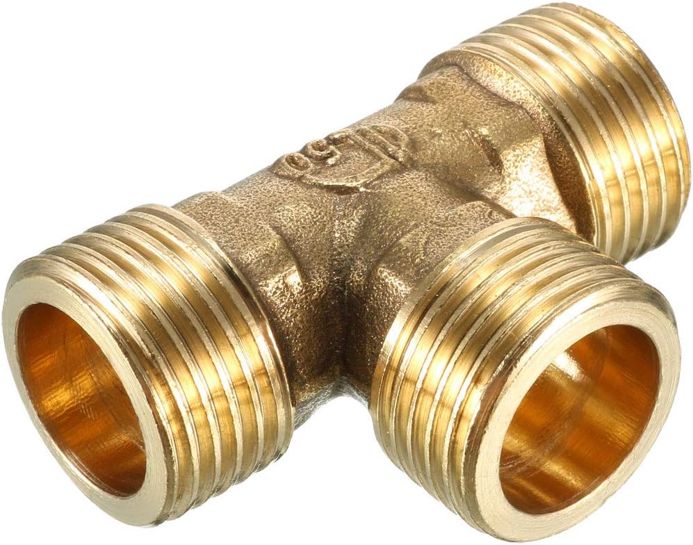 Brass Tee Pipe Fitting 1/2 PT Male Thread T Shaped Connector Coupler