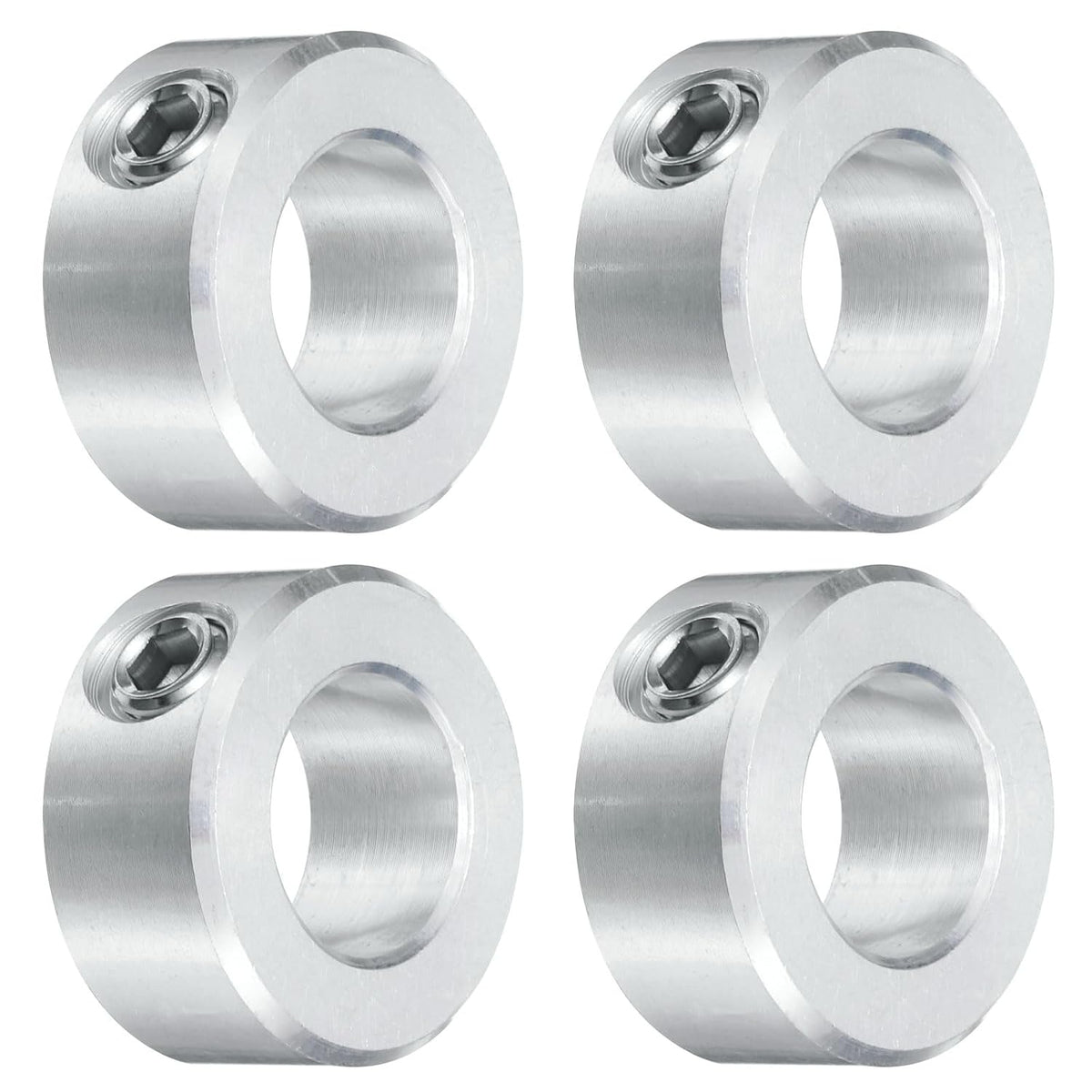 4pcs Set Screw Collars 5/8" Bore, Aluminum Shaft Collars, 1-1/8" OD and 1/2" Thickness, Set Screw Clamp Collar, Stop Collar for Linear Rod Shaft Guide