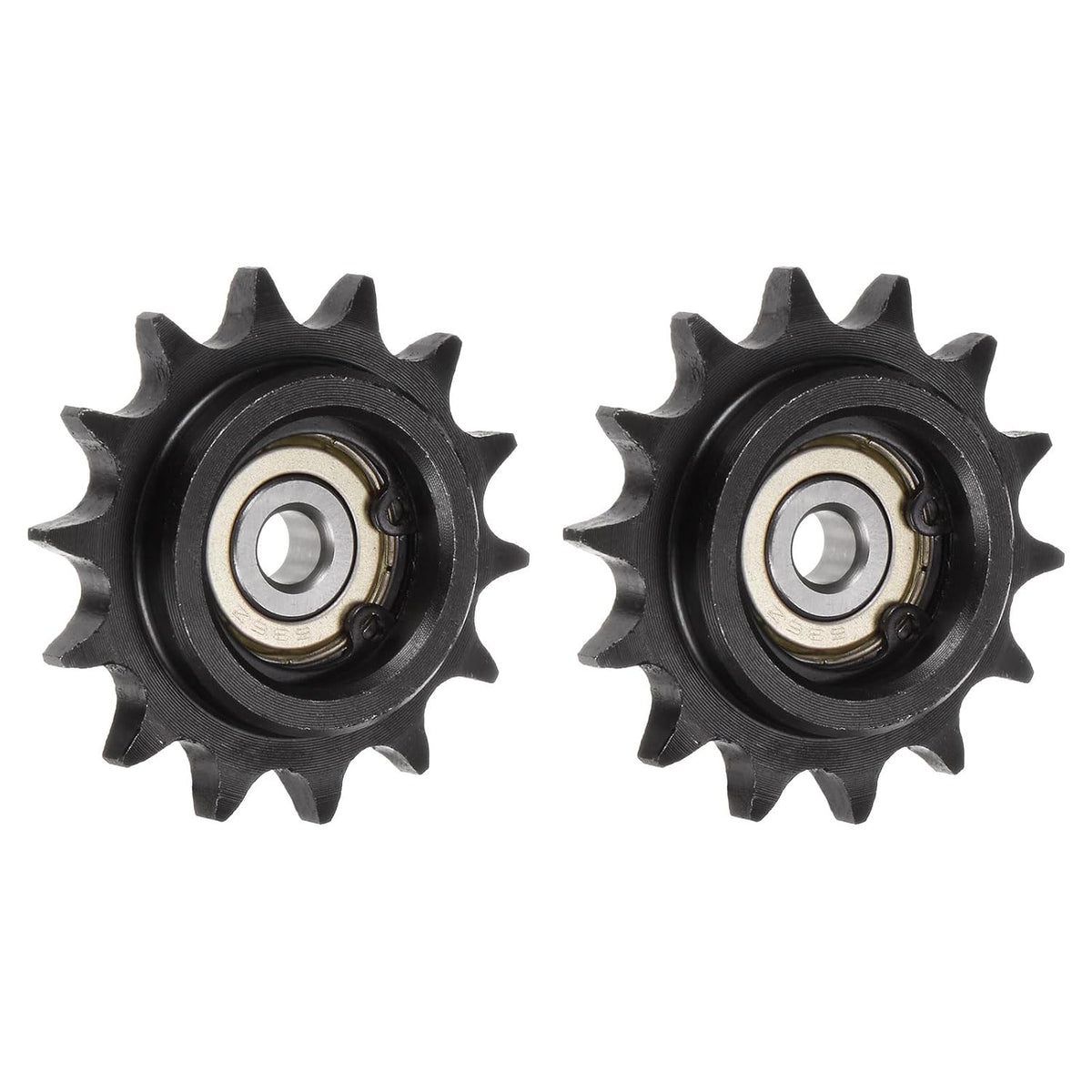 2pcs DIN(ISO) 06B Roller Chain Idler Sprocket 6mm Bore, 3/8" Pitch, Hardened 14 Tooth Tensioner Sprocket, Insert Single Bearing