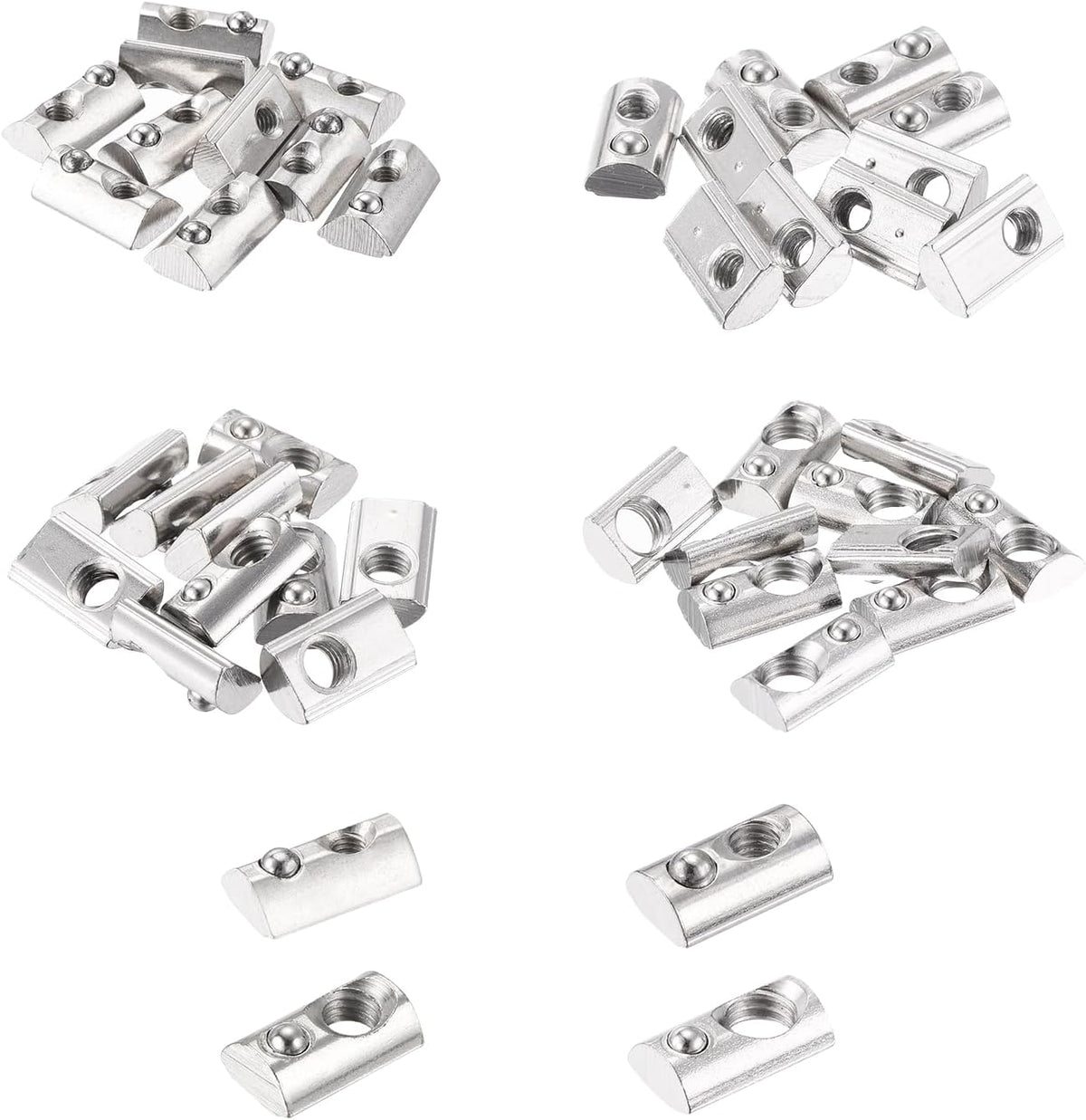 80Pcs M3/M4/M5/M6 T Spring Nut Half Round T Slot Nut Roll in Spring Hammer Head Fastener Nut for Aluminum Profile 2020 Series