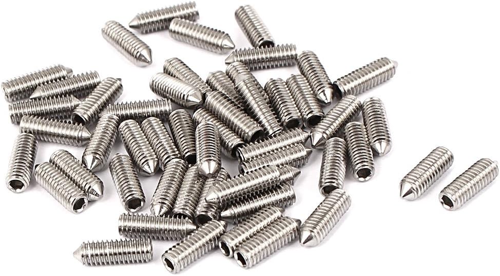 M4 x 12mm 304 Stainless Steel Cone Point Hex Socket Grub Screw 50 Pcs