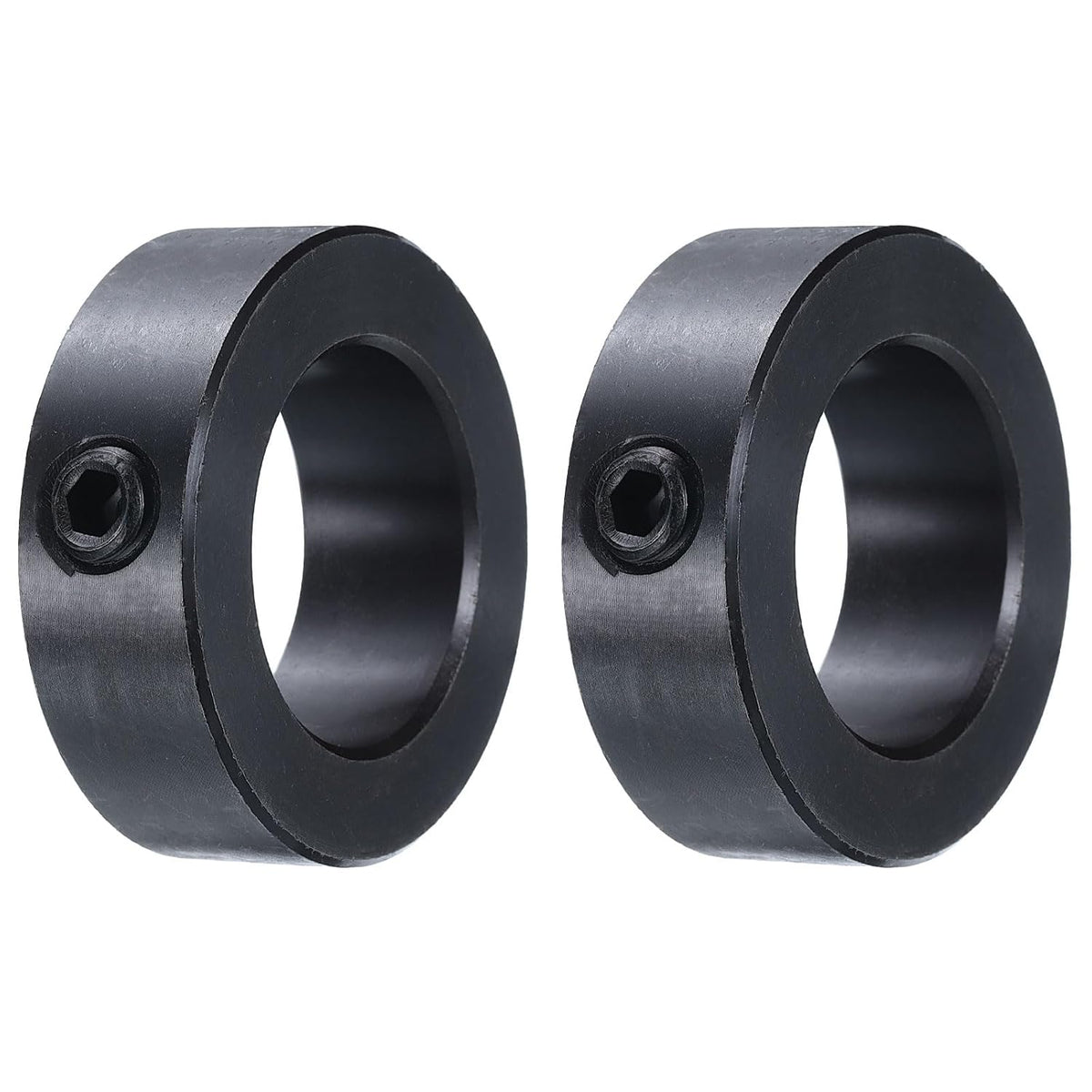 2pcs Set Screw Collars 1-1/4" Bore Carbon Steel Shaft Collars, 2" OD, 11/16" Width Axle Collar Clamp for Linear Rod Shaft Guide, Black Oxide