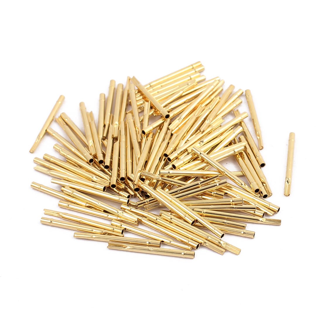 100pcs R75-2S 1.32mm Dia 17.5mm Length Metal Test Probe Needle Cover Gold Plated