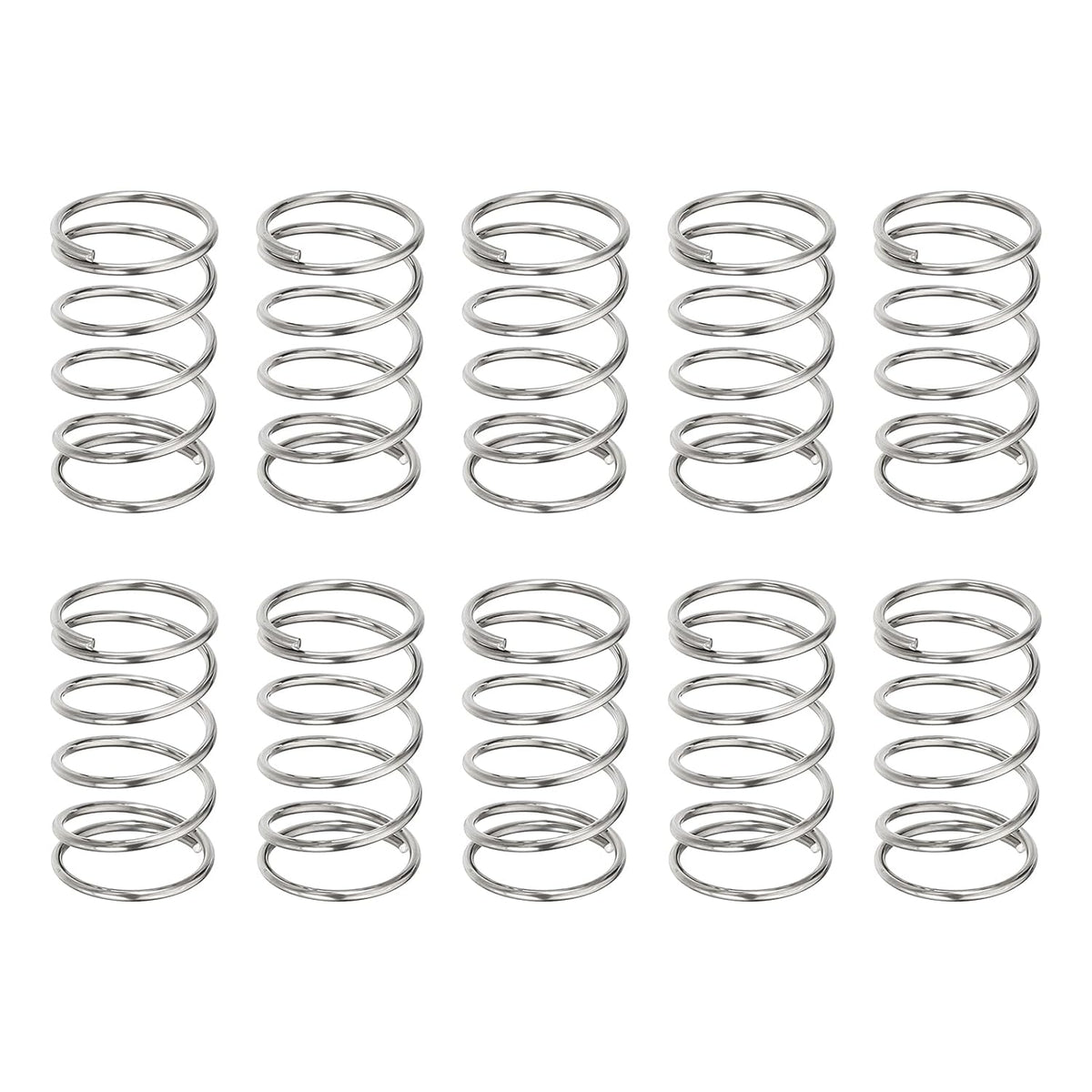 10Pcs Compression Springs, 0.9mm Wire Diameter x 12mm OD x 20mm Length 304 Stainless Steel Extension Spring Ballpoint Pen Pressure Springs for Shop Home Repairs, Silver
